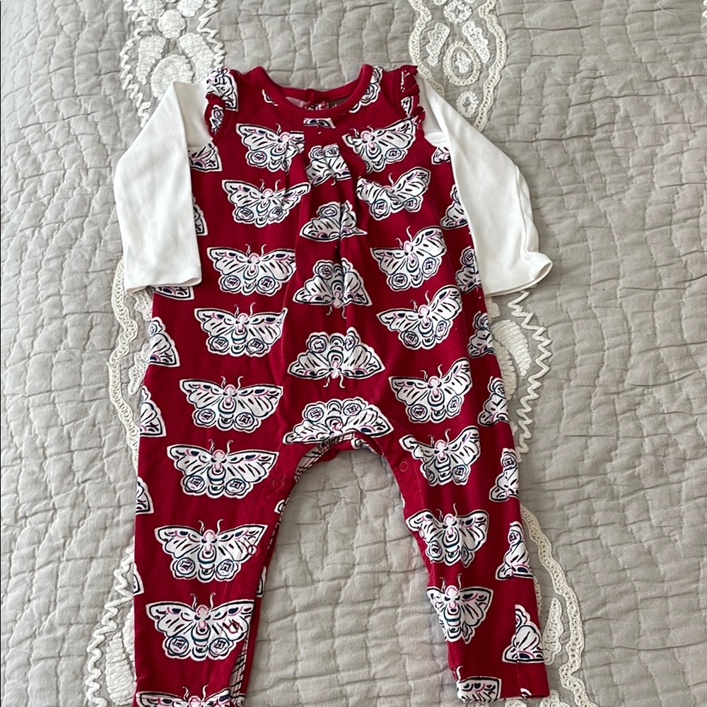 Tea Collection | Red Butterfly Print Romper